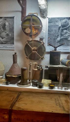 A display of the many different kinds of land mines used during WWII..