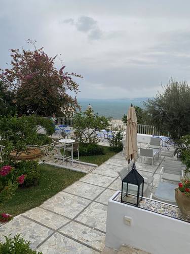 At our lovely hotel in Sidi Bou Said. What a beautiful view we had of the exquisite Mediterranean Sea. My father swam in that Sea over 85 years ago during WWII.
