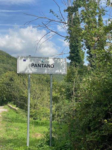 We're now headed into the village of Pantano, where the 168th's command post was located. 80 years ago, Col. Frederic Butler and CO of the 168th, said to my dad, Maj Arthur L. Ludwick, M.D. "Doc - we've got to get those wounded men off that mountain." My dad, who would never ask anyone else to do something he wouldn't do himself, said "I'll go," and led teams of litter bearers up the mountain under heavy artillary fire. There, he treated and triaged the evacuation of his men, over the course of 5 days. This was the setting for earning the Silver Star medal, an unusual combat commendation for and unarmed Medical Officer.