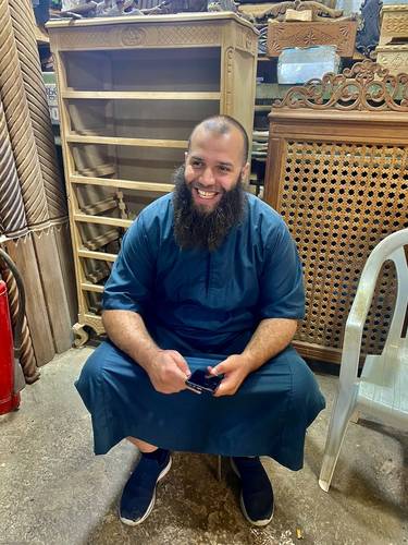 This wood artisan in the Casbah makes intricately carved wooden privacy screens, used primarily in home windows to "protect" Muslim women from being seen by the public.