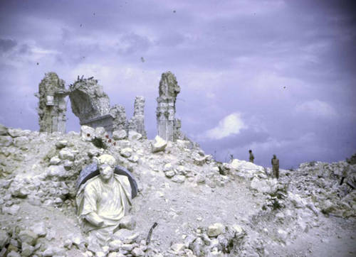 The total destruction of the Monte Cassino Abbey in February 1944.