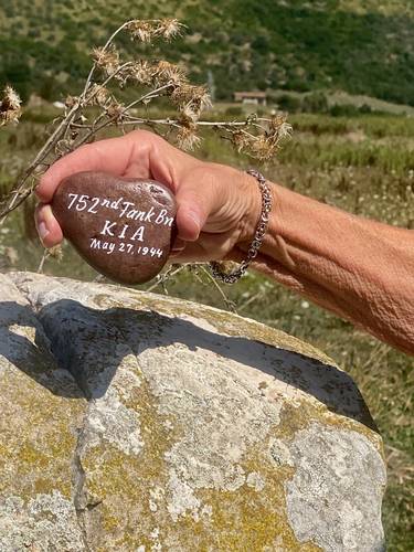 The back of Jack's rock. There are 3 generations in our family named John/Jack. Even though none of us had ever met Jack, our hope is that other family members may visit this "shrine" and pay tribute to a courageous young soldier who paid the ultimate price while serving his country.